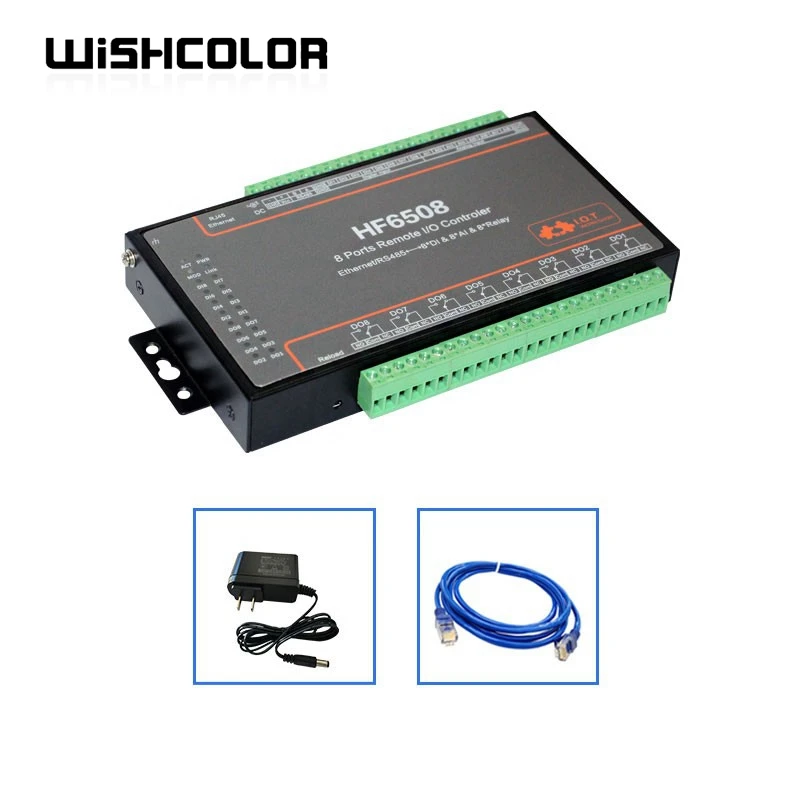 

Wishcolor HF6508 8-Ports Remote I/O Controller 8DI 8DO IoT Communication Device RS485 Serial Server to Ethernet DTU Module