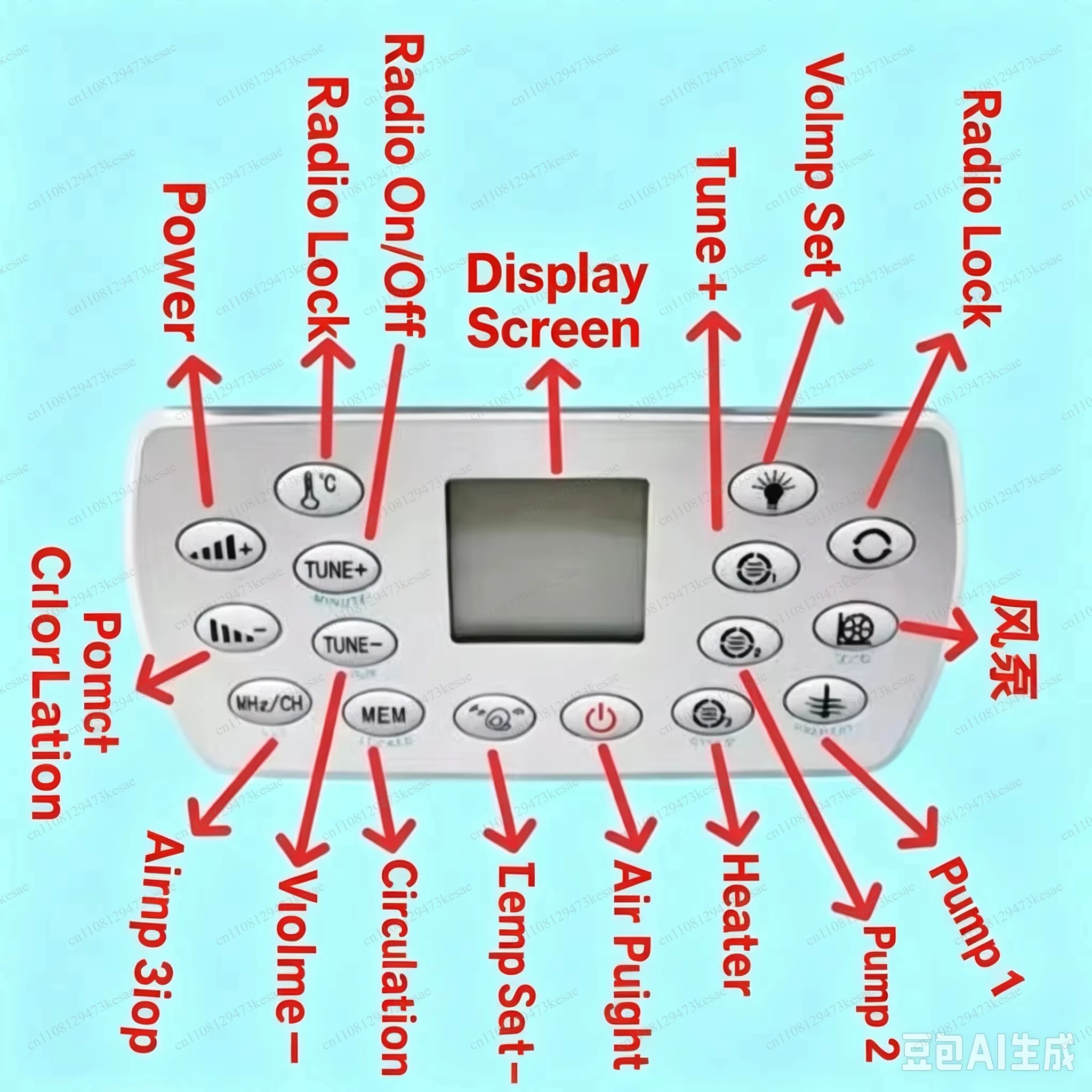 KL8-3 Spa Hot Tub Control Keypad Panel Replacement for Outdoor SPA Multi-functional Hot Tub Computer Control Parts