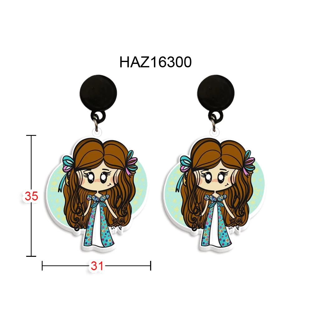 Cartoon Disney Funny Princess Design Pendant Earrings Design Drop Earrings Transparent Acrylic Women Girl Jewelry Accessories