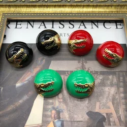 Electroplated gold medieval round crocodile earrings color enamel glaze silver needle earrings earrings clip fashion earrings