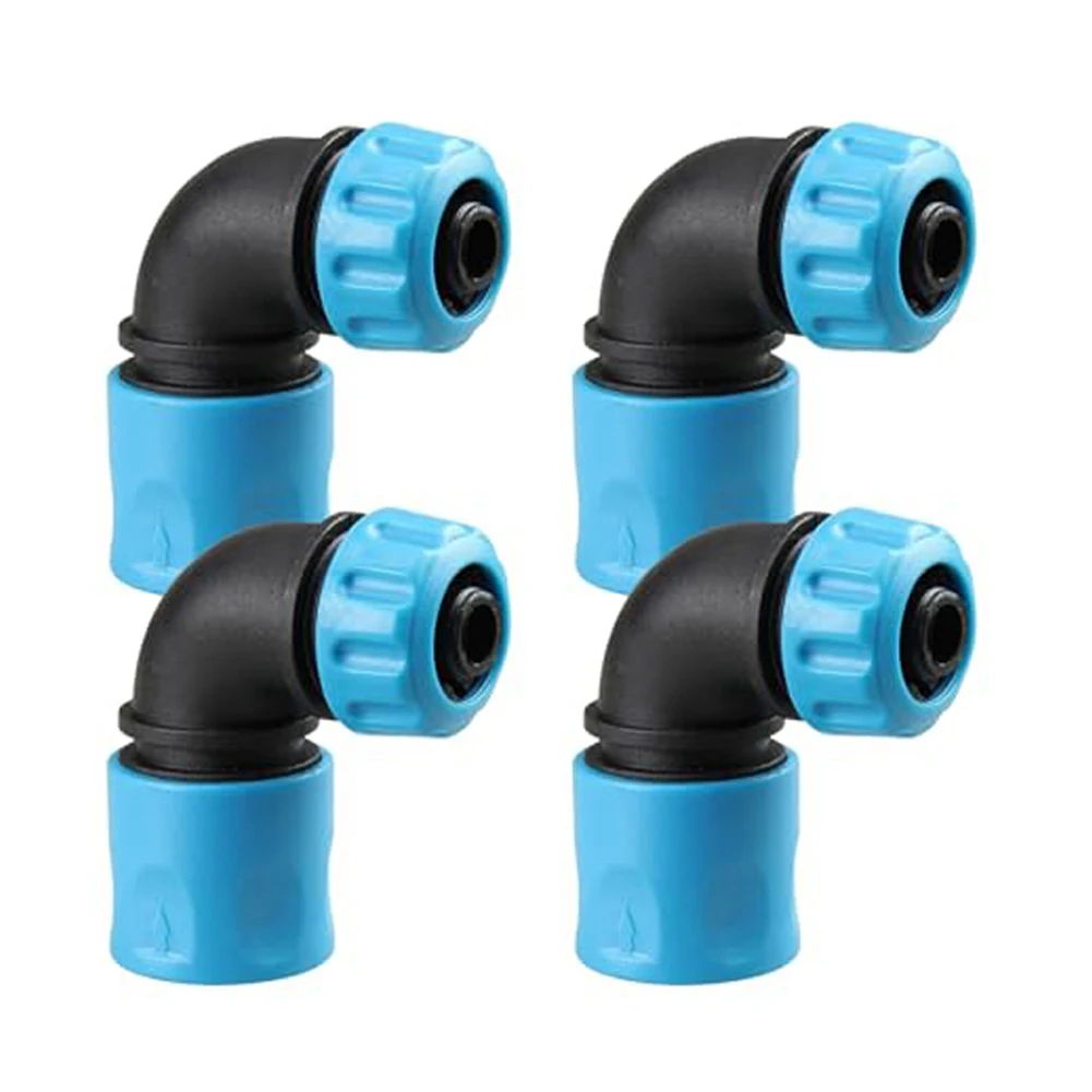 Set of 4 90 Degree Quick Coupling Hose Connectors ABS for 12 mm and 13 mm Garden Hoses Compatible with Standard Water Outlets