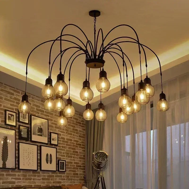 

Vintage Led Ceiling Light Dining Room Chandelier E27 Dimmable Living Room Pendant Lamps Home Decoration Villa Hanging Chandelier