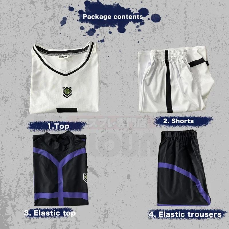 FC6HOLOUN Blue Lock Anime Cosplay Costume Wig NAGI Bachira Isagi Barou White Football Training Uniform Daily Wear Rose Net @FC8！