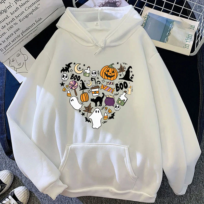 (A+Quality) New Halloween O-neck Hoodie Unisex Fashion Casual Fleece Long Sleeves Oversized Pullover