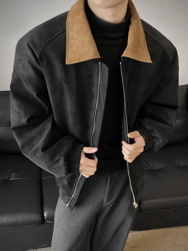 

Мужское модное хлопковое кожаное пальто свободного кроя в американском стиле ретро с двойным отверстием, зимнее пальто из полиэфирного волокна, застежка-молния