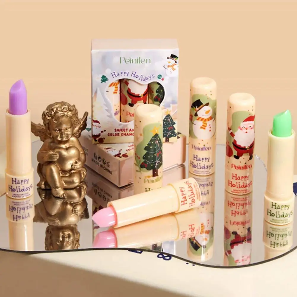 3pcs Temperature Color Changing ChristmasLipstick Set Clear Long Lasting Lips Color Change lip gloss Cosmetics