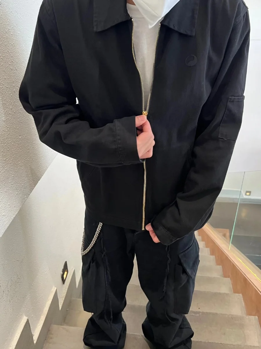 

Ourlegacy Комплект рабочей одежды с восковым принтом Cleanfit Vintage Jaet Верхняя одежда Long Sve Cotton Молодежная осенняя коллекция