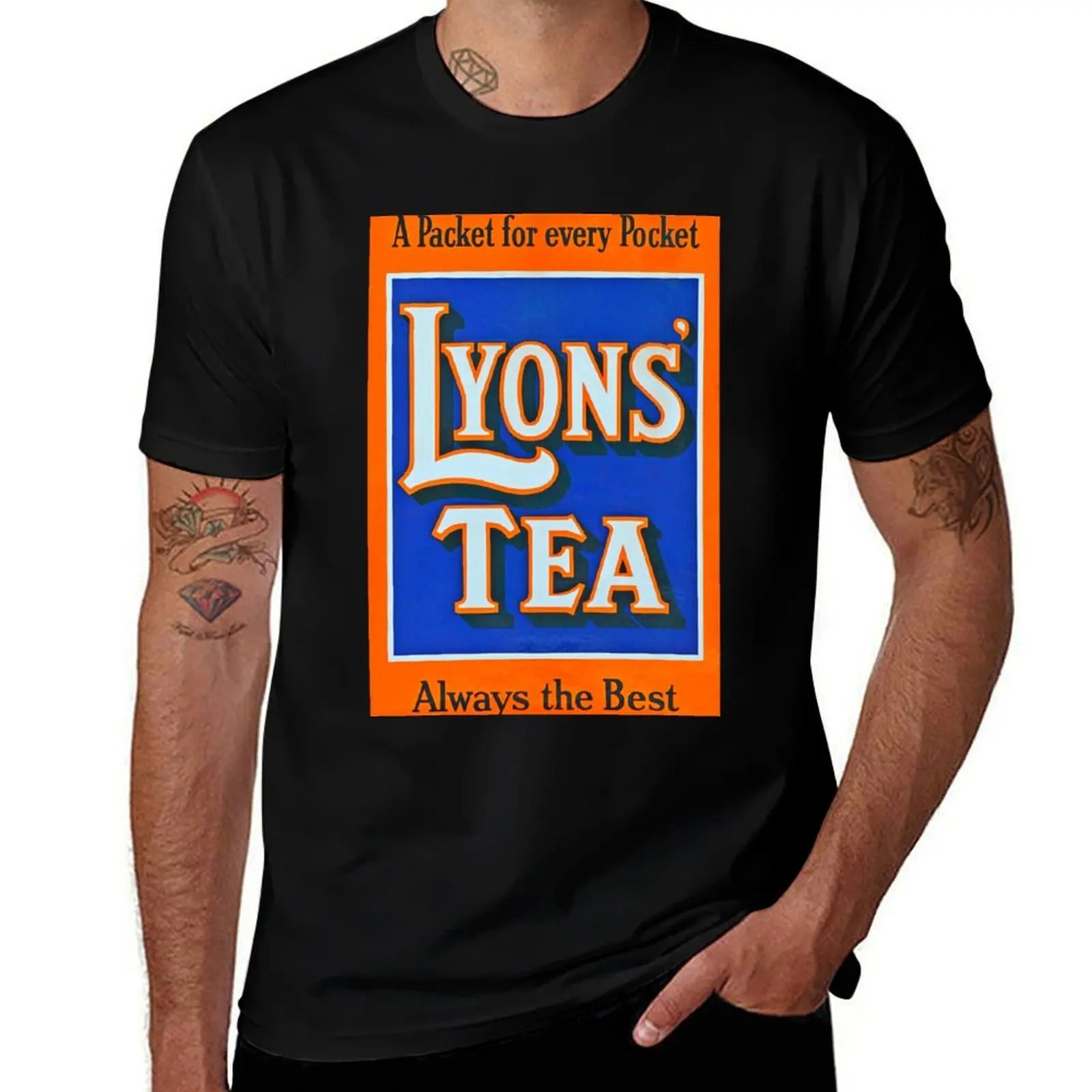 Vintage Lyons Tea enamel advert sign T-Shirt sweat cute tops korean fashion mens shirts graphic tee