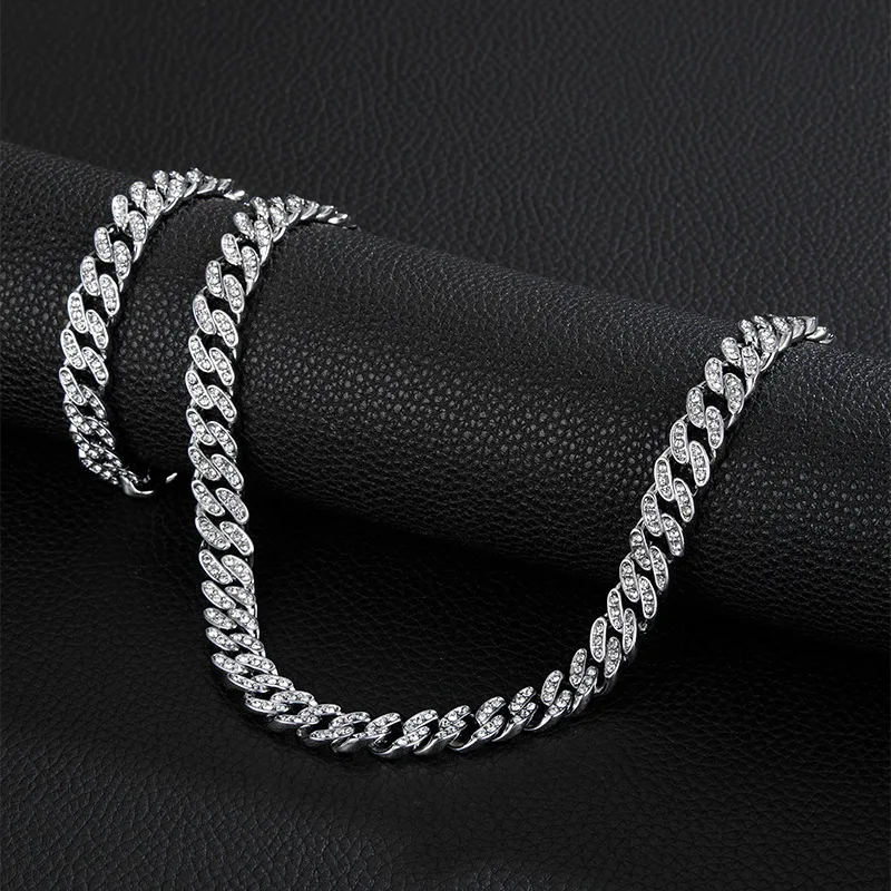 Men's Hiphop Jewelry Set 11mm Cuban Link Bracelet Necklace Diamond Cuban Chain