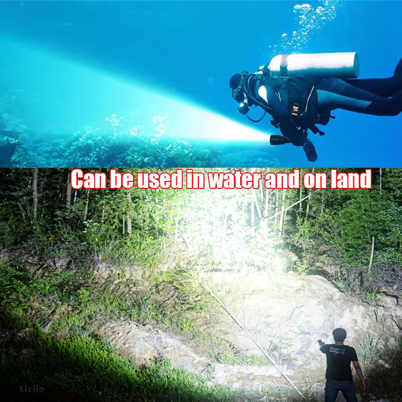40000LM Professional Diving Flashlight Super Bright LED Dive Light 18650 Powerful 300m Underwater Lighting Torch IPX8 Waterproof