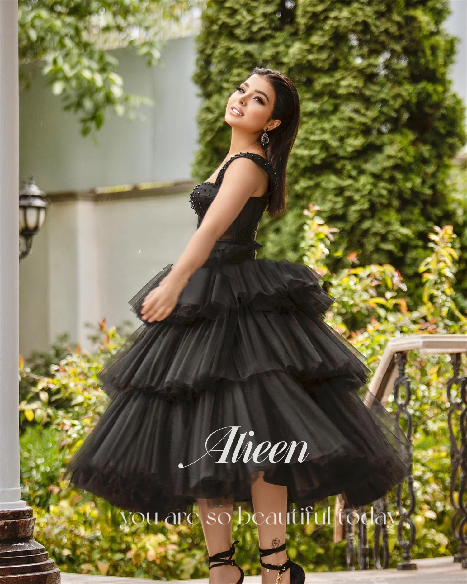 Aileen レディース プロムドレス 2025 フォーマルドレス 特別な機会向け スイートハート カスタムメイド ベスティドス デ フェスタ ブラック