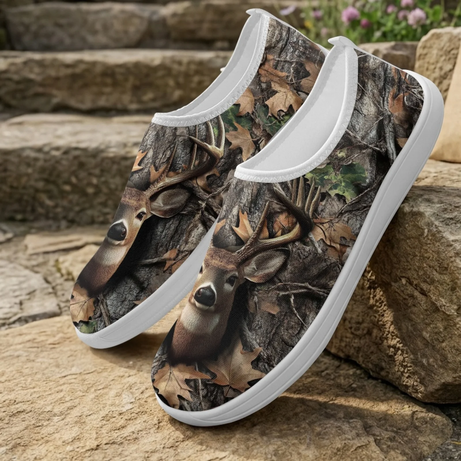 XIXIRIMIDO Slip-on Wide-toed Shoe Nurse Shoes Men's Sneakers Casual Shoes Zapatillas de Mujer Tenis Feminino Fall-Leaf Deer