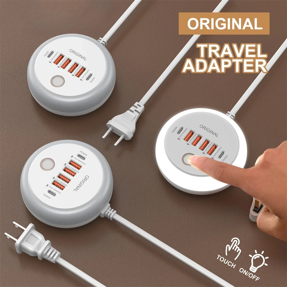 GEFENIS USB Charger 50W Multi Ports Power Strip Socket Fast Charging Travel Charger For IPhone Samsung Xiaomi Quick Charge Phone
