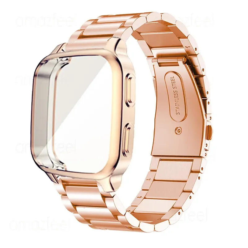 الفولاذ المقاوم للصدأ حزام حامي ل Garmin Venu Sq 2 الموسيقى سوار ساعة ذكية ل Garmin Venu Sq غطاء كامل الإطار الوفير