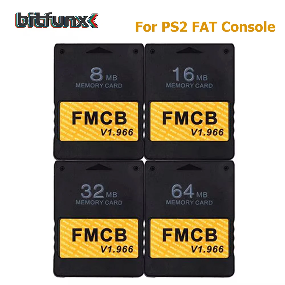 Bitfunx Scheda di memoria McBoot V1.966 gratuita da 8 MB/16 MB/32 MB/64 MB per console PS2 Fat