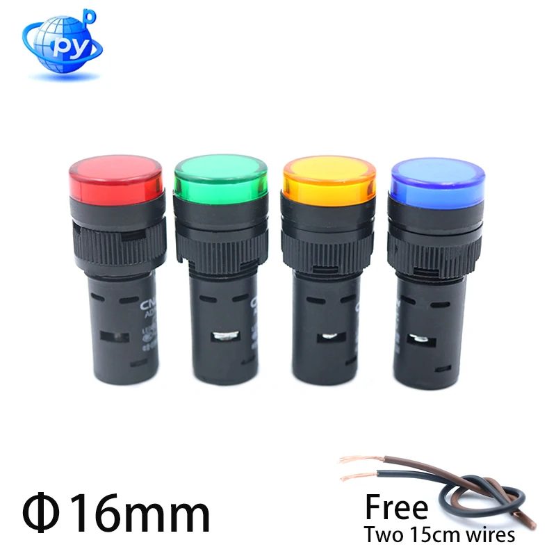 

1 шт. водонепроницаемый AD16-16DS 16 мм светодиодный индикатор переменного/постоянного тока 12 В 24 В 220 В 4 цвета (красный/зеленый/желтый/синий) сигнальная лампа