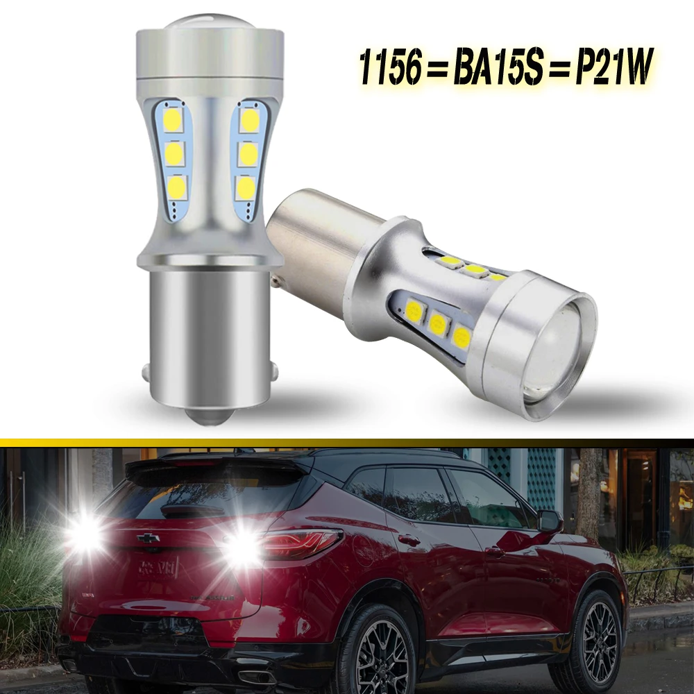 2 Stück 1156 P21W Ba15s 12V Weiße LED Canbus Fehlerfrei DRL Rückfahrlicht für Skoda Kia Auto Parkplatz-Positionslampe Glühbirnen