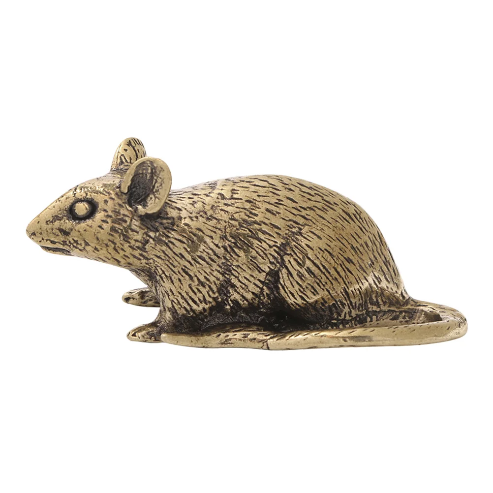 

Mini Lucky Rat Statue Vintage Finish Mouse For Desktop Bookshelf Home Office Desktop Chinese Zodiac Rat Decoration