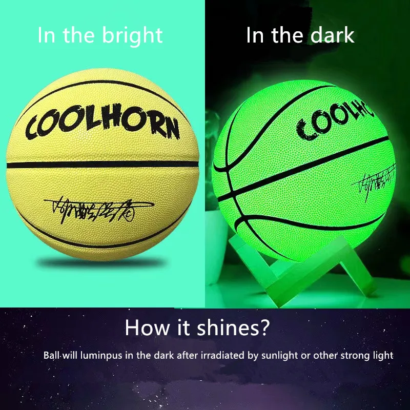 Glow In Night  Glow Basketball Size 5 Size 6 Size 7 Children Adult Student PU Soft Leather Outdoor Wear-resistant And Anti-skid