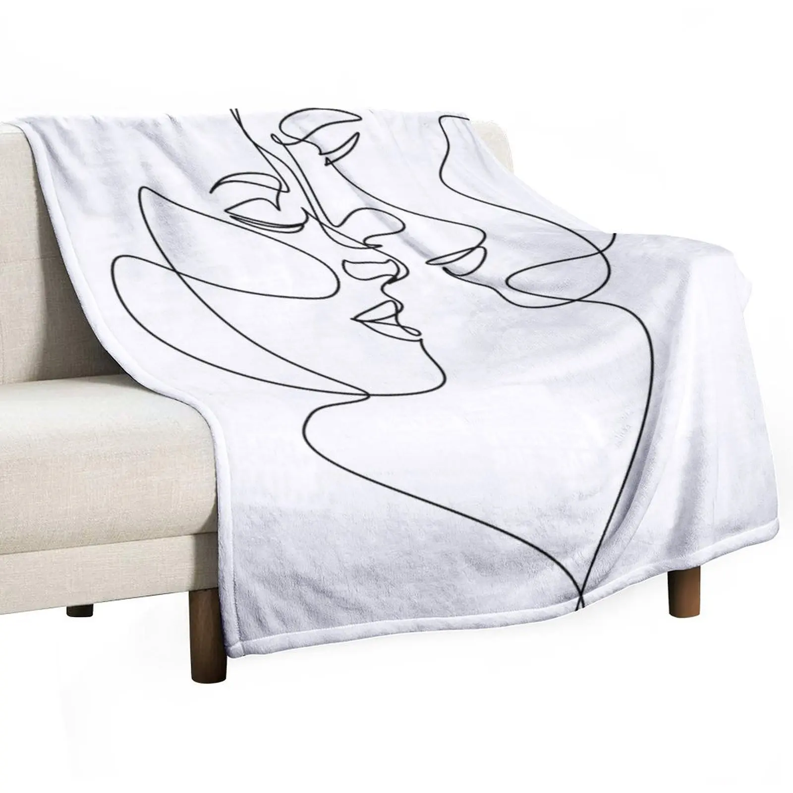 Couple one line art. Love print. 2 faces. Man and woman. Love art. Symbol of love Throw Blanket Vintage Blankets