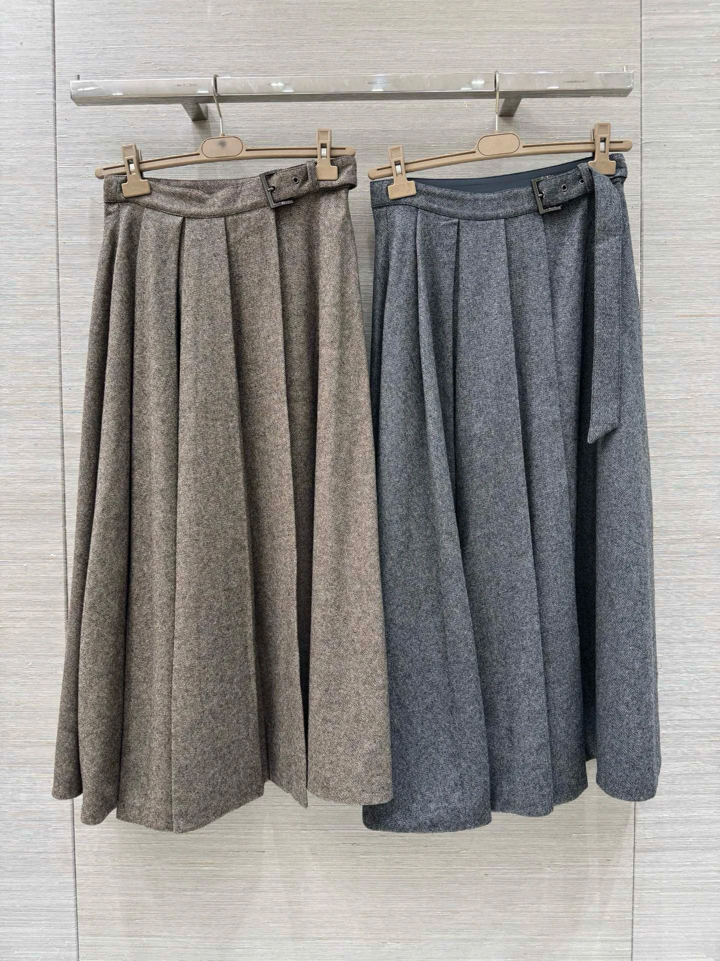 

Ele шерстяная клетчатая юбка-миди Busin, повседневные осенне-зимние юбки f-длины, женская юбка трапециевидной формы со средней талией