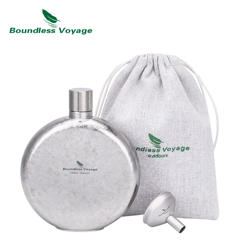

Титановая фляга Boundless Voyage с воронкой, 180 мл, для кемпинга, виски, вина, саке