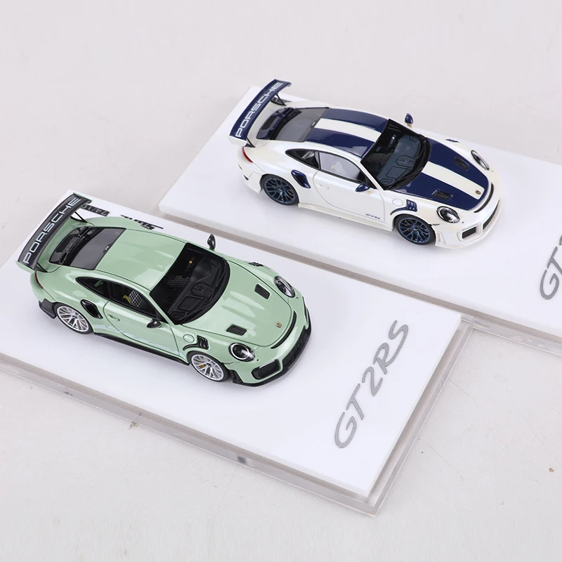 Suhe 1:64 911GT2 RS Changing Color White/Avocado Green Resin Model