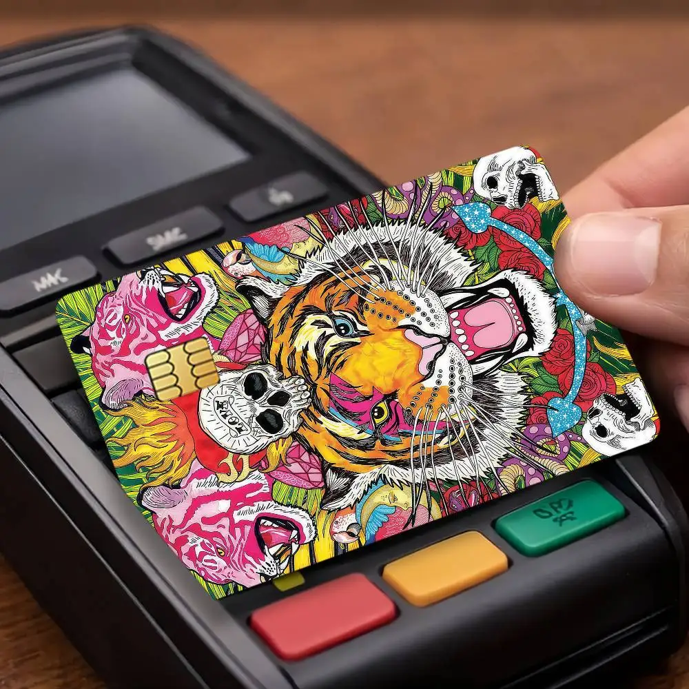 Fashion Print E-Ed H-Hardy Credit Card Public Transportation Cards Protective Sticker Waterproof Card Face Decoration 4PCS