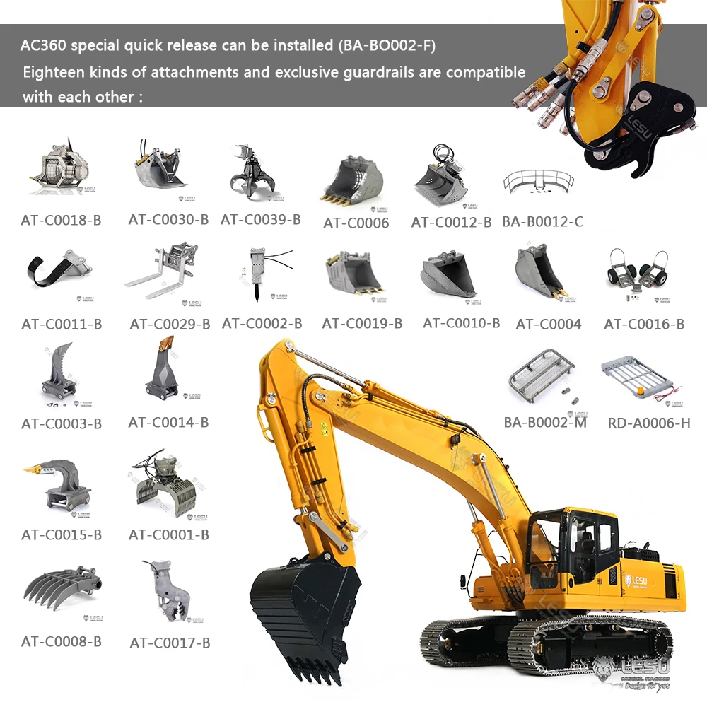 1/14 AC360 hydraulic excavator tracked all -metal excavator Lesu