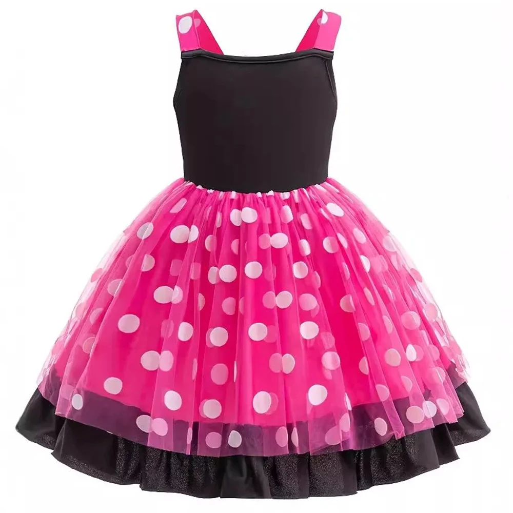 Little Girl Summer Dress Toddler Kids Cartoon Mouse Cosplay Costume Halloween Outfits Sleeveless Polka Dot Princess Baby Clothes
