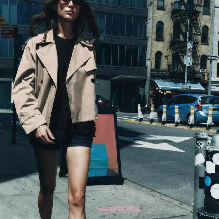 سترة قصيرة فضفاضة بتصميم عصري جديد للربيع، ملابس نسائية بأكمام طويلة وياقة مقلوبة، ملابس خارجية من ألياف البوليستر #3