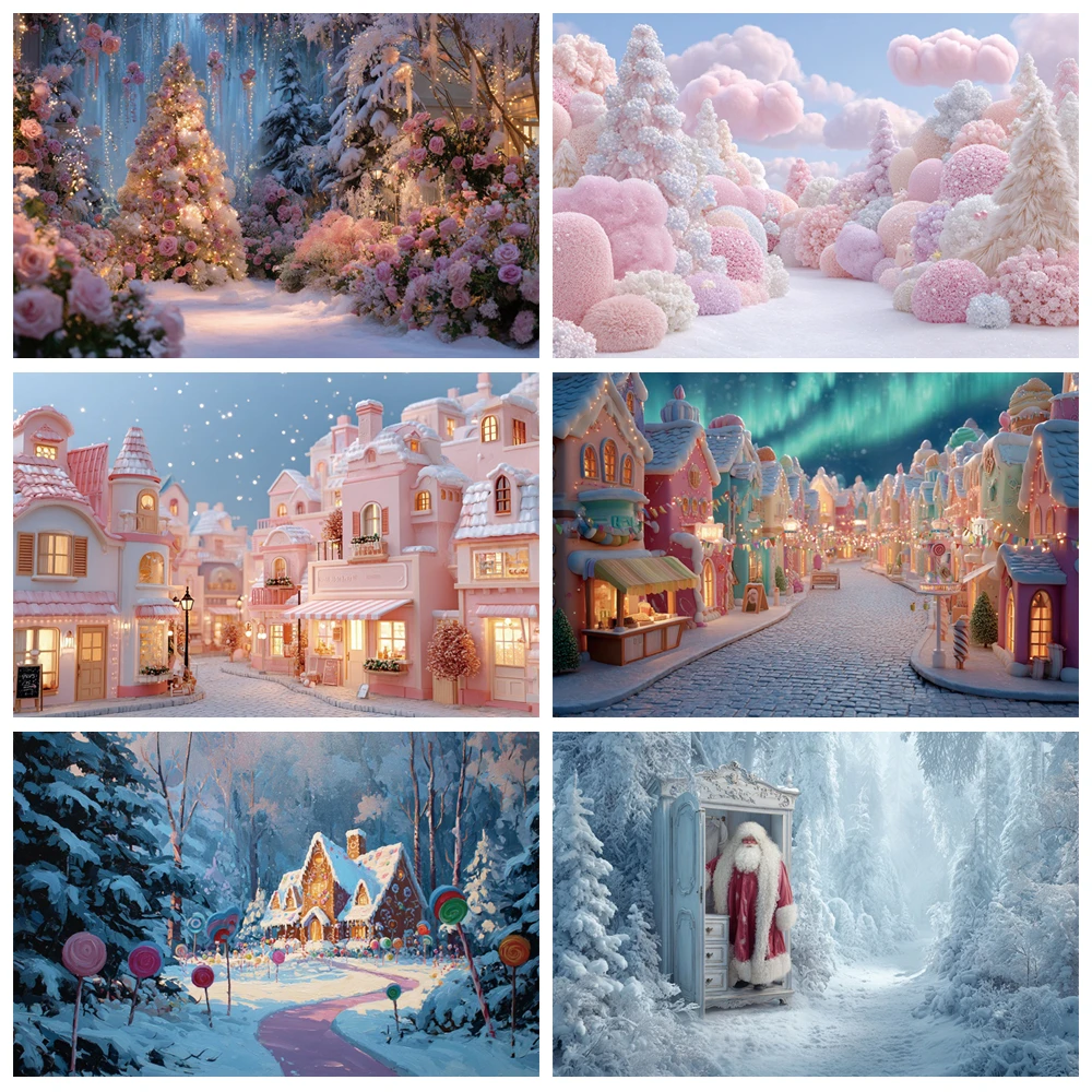 

MOON.QG Dreamy Christmas Santa New Year Backdrop Snowman Backgrounds For Photography Family Portrait Wall Baby Shower Photocall