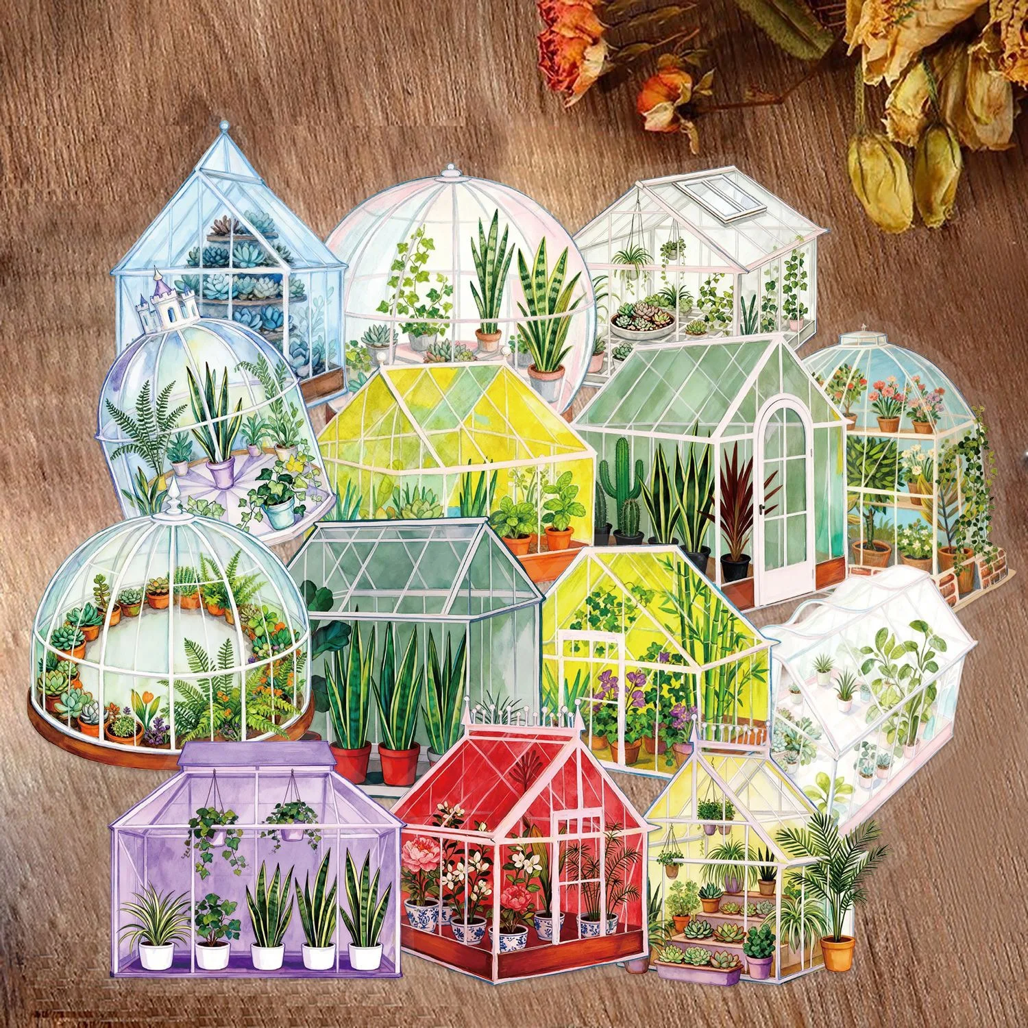 10/50 Stück Garten-Thema Gewächshaus Transparente PET-Blumenaufkleber DIY-Dekoration Schüler-Schreibwaren Gepäck Handy Niedliche Aufkleber