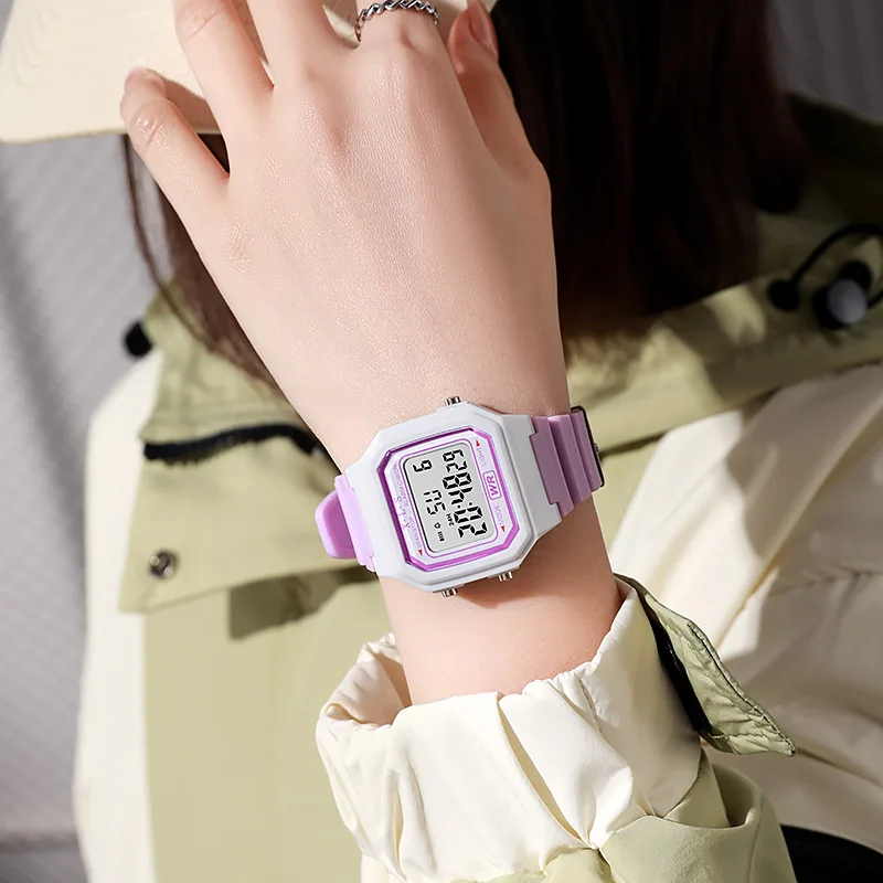 Women's Square Electronic Watch Multi functional LED Electronic Watch Outdoor Sports Student Watch