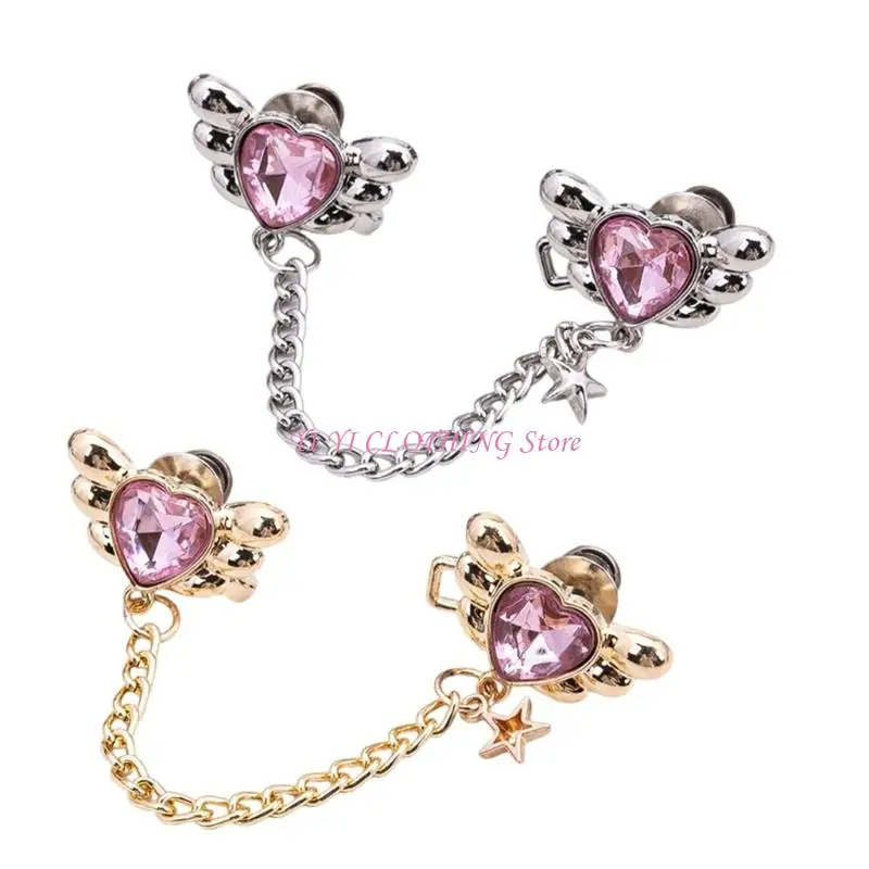 

N5KF Angel Wing Wing Heart затягивание зажима зажима на талию регулирующая кнопка для штифта для джинсов.