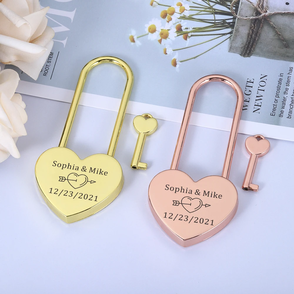 Custom Name Padlock with Key Valentine's Day Anniversary Gift Couple Love Lock for Him Her Boyfriend Personalized Date Padlocks