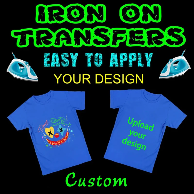 Logo Custom DIF Sticker Iron Transfer Decals Clothing Thermoadhesive Patches on Clothes Applique Thermal Heat Transfer Stickers