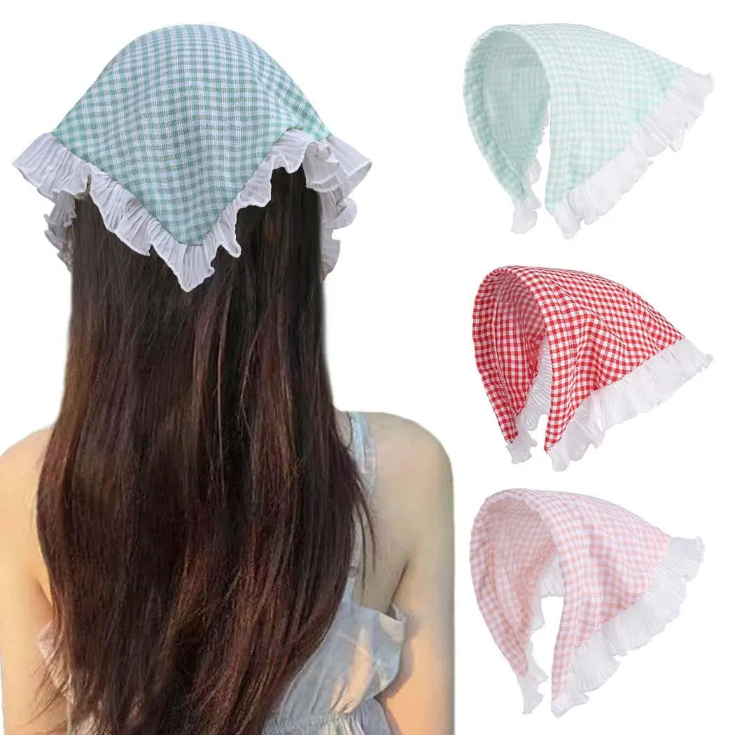 Bohemian Lace Turban  Women Bandanas Headscarf Vintage Elastic Headbands Hair Scarf French Pastoral Headdress