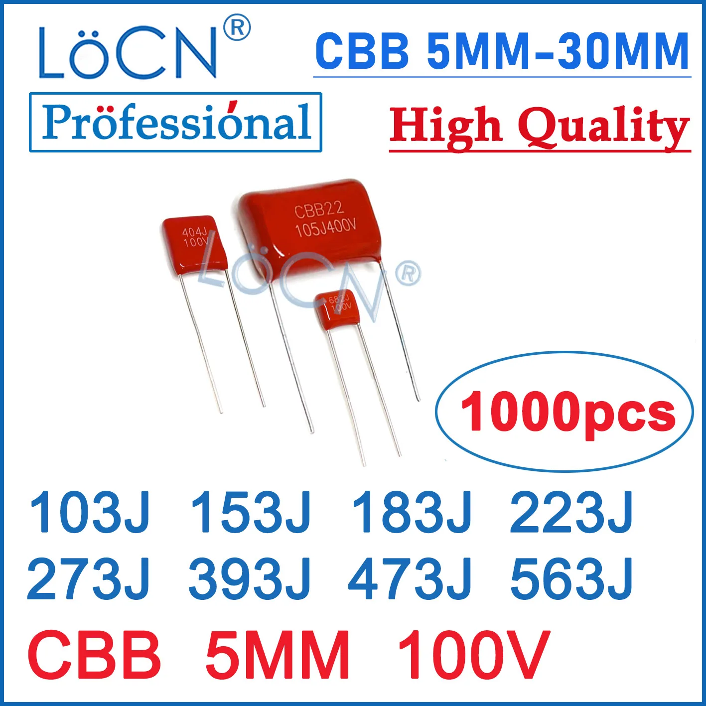 

1000PCS 5MM 100V 103J 153J 183J 223J 273J 393J 473J 563J 10NF 15NF 18NF 22NF 27NF 39NF 47NF 56NF P5 CBB Capacitors High Quality