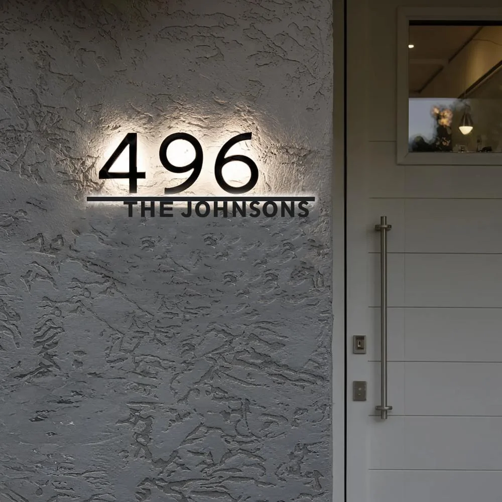 Custom Minimalist Backlit House Numbers - Modern Acrylic Illuminated Address Sign, Easy Home Identification