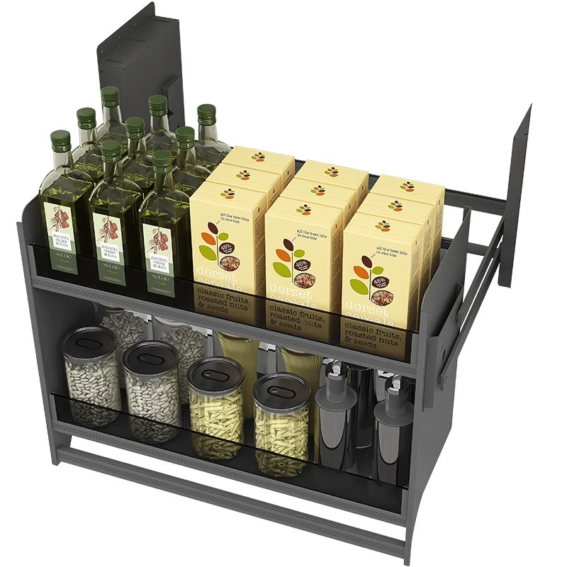 

Kitchen Intelligent Lift Hanging Cabinet Pull-down Shelf Electric Voice Seasoning Lifting Basket