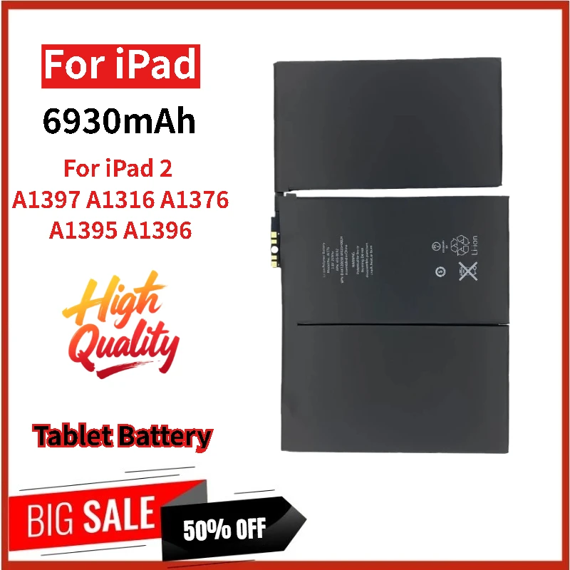 

Высококачественный аккумулятор для iPad 2 A1395 A1396 A1397 A1316 A1376 Tablet 3,8 В 6930 мАч