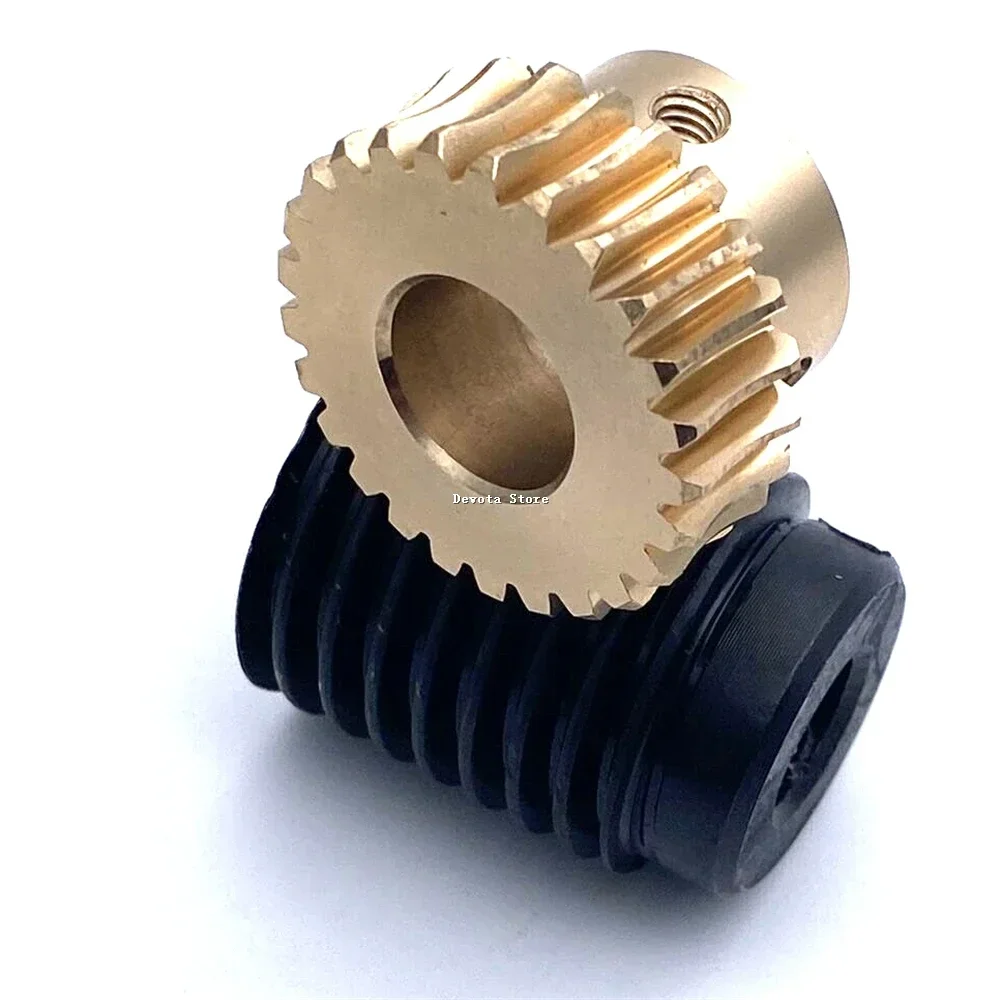 1M Turbine Worm Set 10/15/20/25/30/35/40/50/60 Teeth 1 Module Brass Step Gear Large Transmission Ratio Single/Double Steel Worm