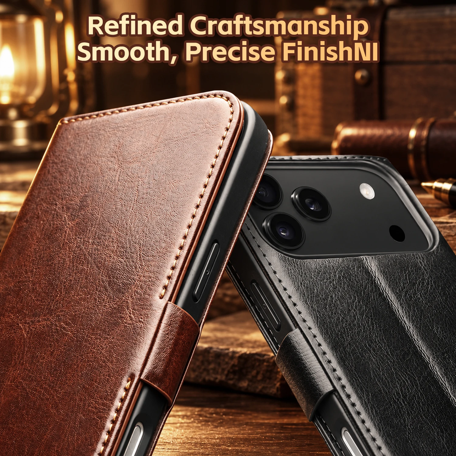 Vintage Genuine Leather Flip Wallet Case for iPhone 18 Pro Max 18 Pro with Card Slots Cash Pocket Kickstand and Magnetic Closure - view 6