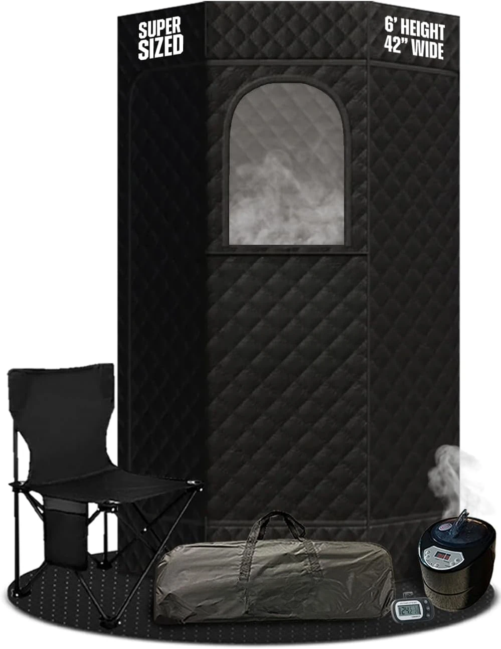 HUT XL Portable Home Sauna for Wellness & Relaxation | Steam-Heated Hexagon Model | 60-Min Rapid Steam Room Generator, Fl