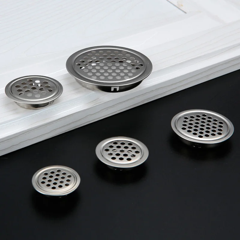 1PC Stainless Steel Round Air Vent Louver Wardrobe Cabinet Mesh Hole Cover Ducting Ventilation Home Office Air Duct Vent Grill