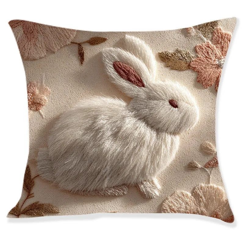 VIKAMA 3D-Kissenbezug mit Tiermotiven: Kaninchen, Ente und Schaf, Weiche und Komfortable Dekoration für Wohnzimmer-Sofa und Schlafzimmer
