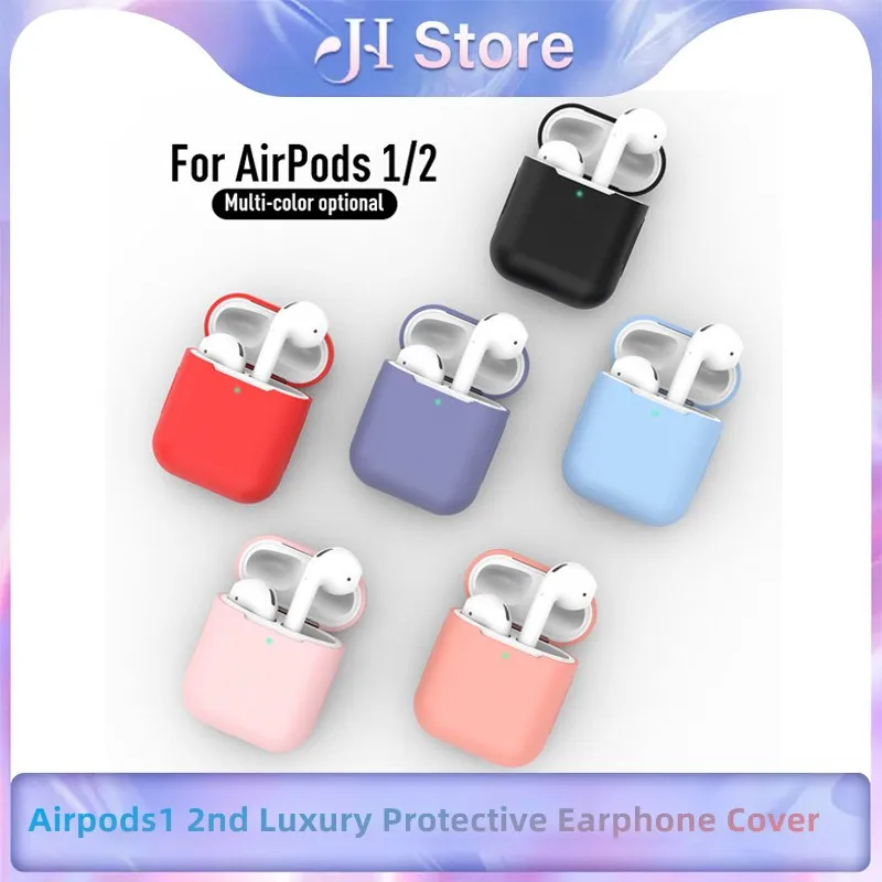 Mới Dẻo Silicone Trường Hợp Cho Airpods1 2nd Sang Trọng Bảo Vệ Tai Nghe Chụp Tai Cover Rung 1 & 2 Chống Sốc Tay