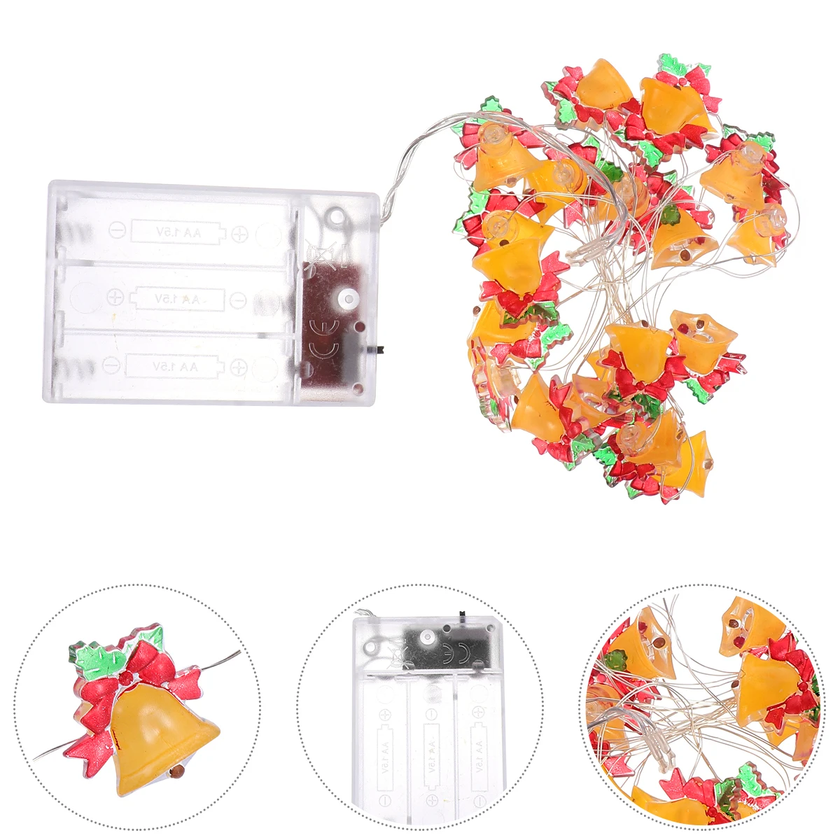 1Pcs Christmas Bell String Lights LED Decorative Light for Party Eco Friendly Exquisite Appearance Easy Install Assorted