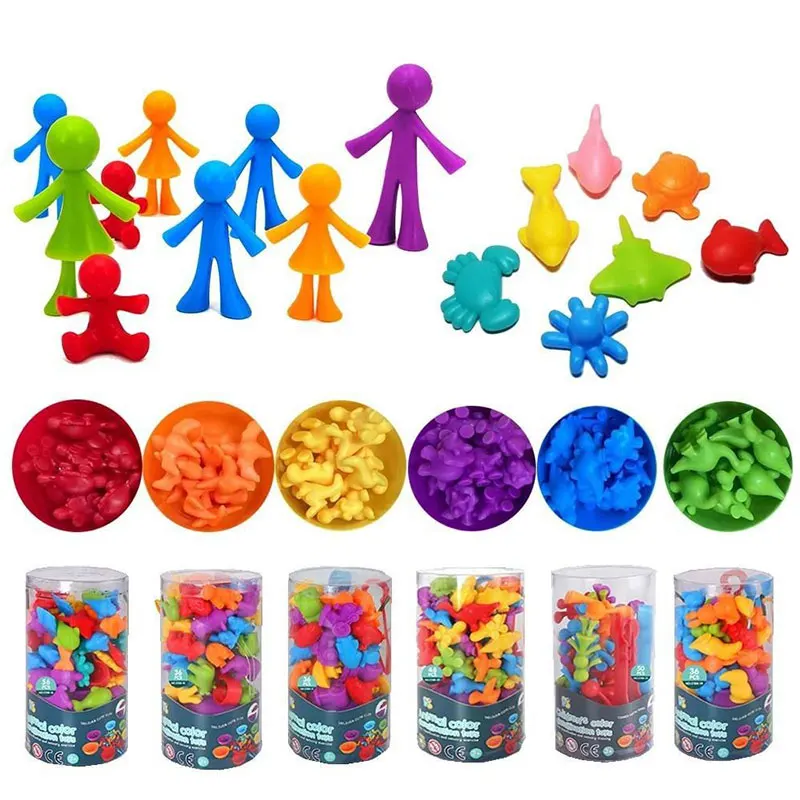 Montessori Animal Sorting Sensory Toys Rainbow Counting Color Matching Fine Motor Training Kids Activity Games For 3-6 Years Old